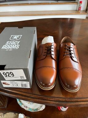 Stacy Adams Cognac Brown Cap-Toe Derby Dress Shoes